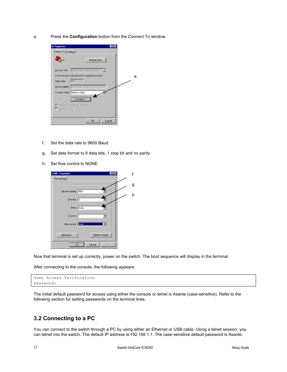 2 connecting to a pc | Asante Technologies IC36240 Series User Manual | Page 17 / 42