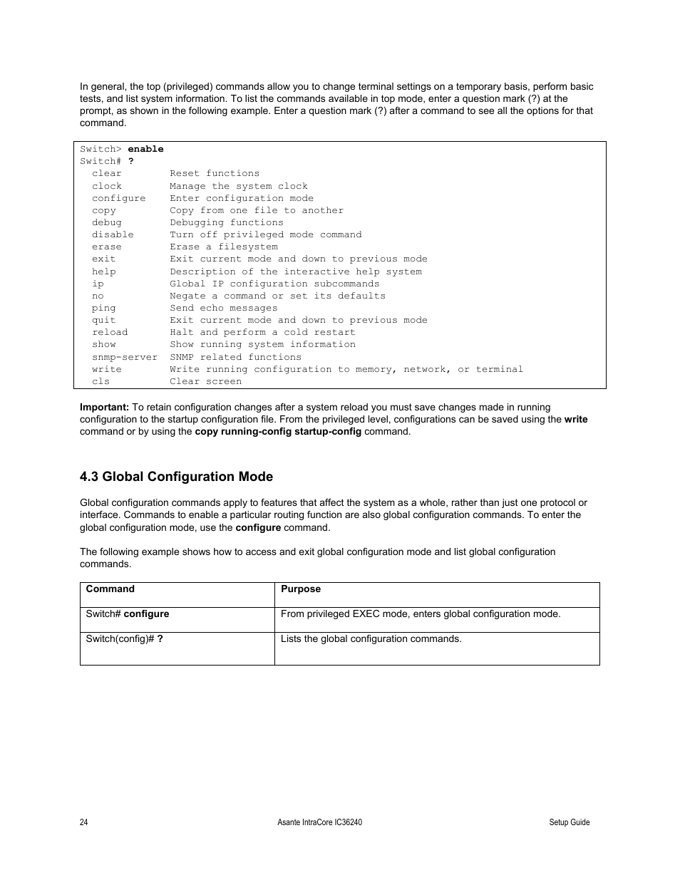 3 global configuration mode | Asante Technologies IC36240 Series User Manual | Page 24 / 42