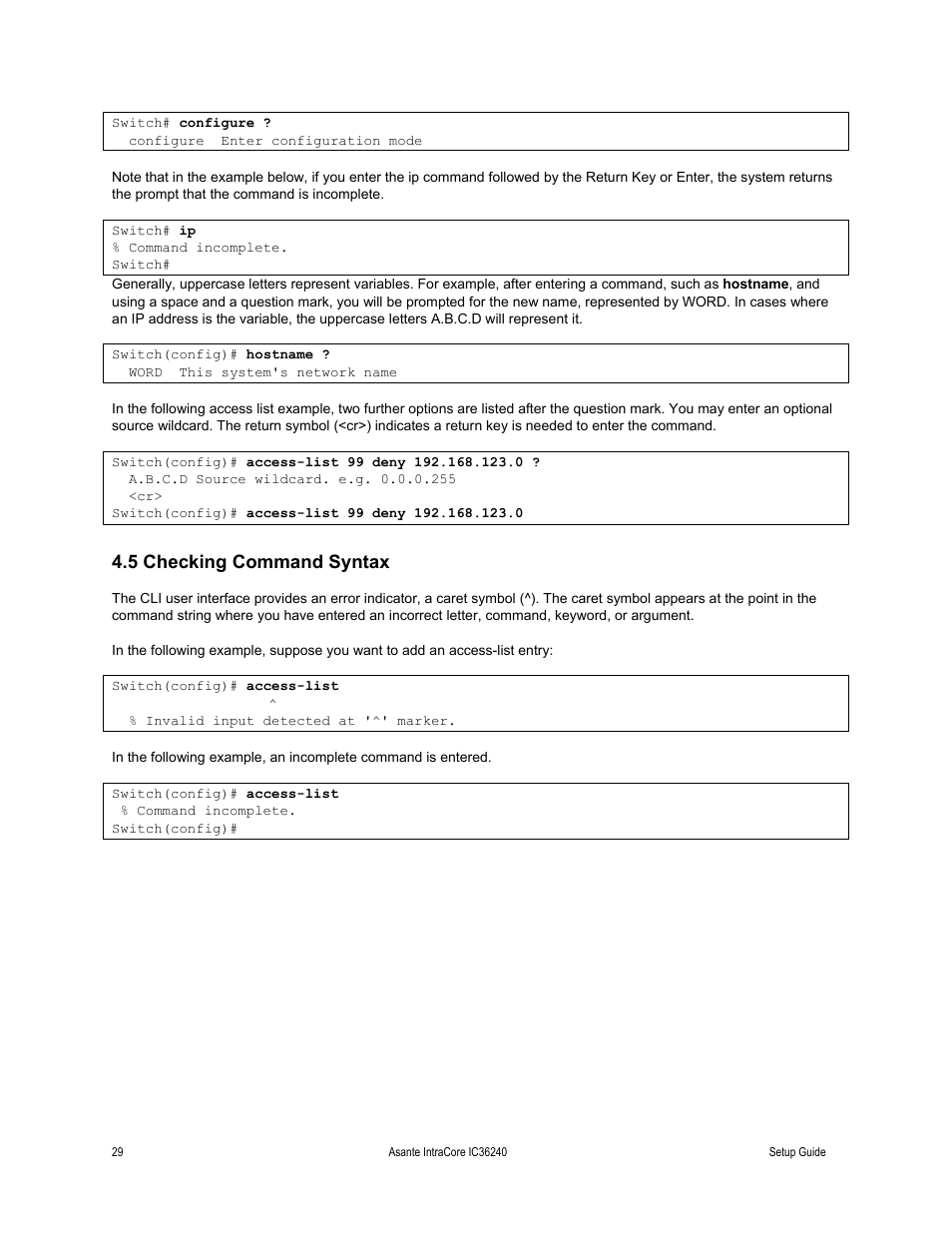 5 checking command syntax | Asante Technologies IC36240 Series User Manual | Page 29 / 42