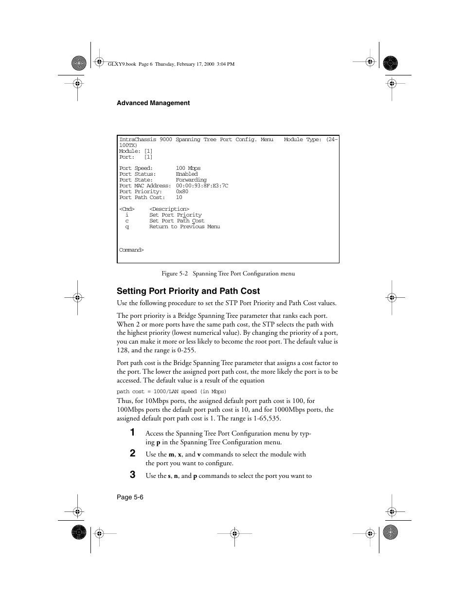 Setting port priority and path cost, Setting port priority and path cost -6 | Asante Technologies Intrachassis 9000 User Manual | Page 104 / 142