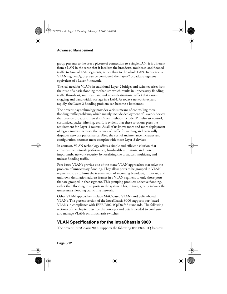 Vlan specifications for the intrachassis 9000 | Asante Technologies Intrachassis 9000 User Manual | Page 110 / 142