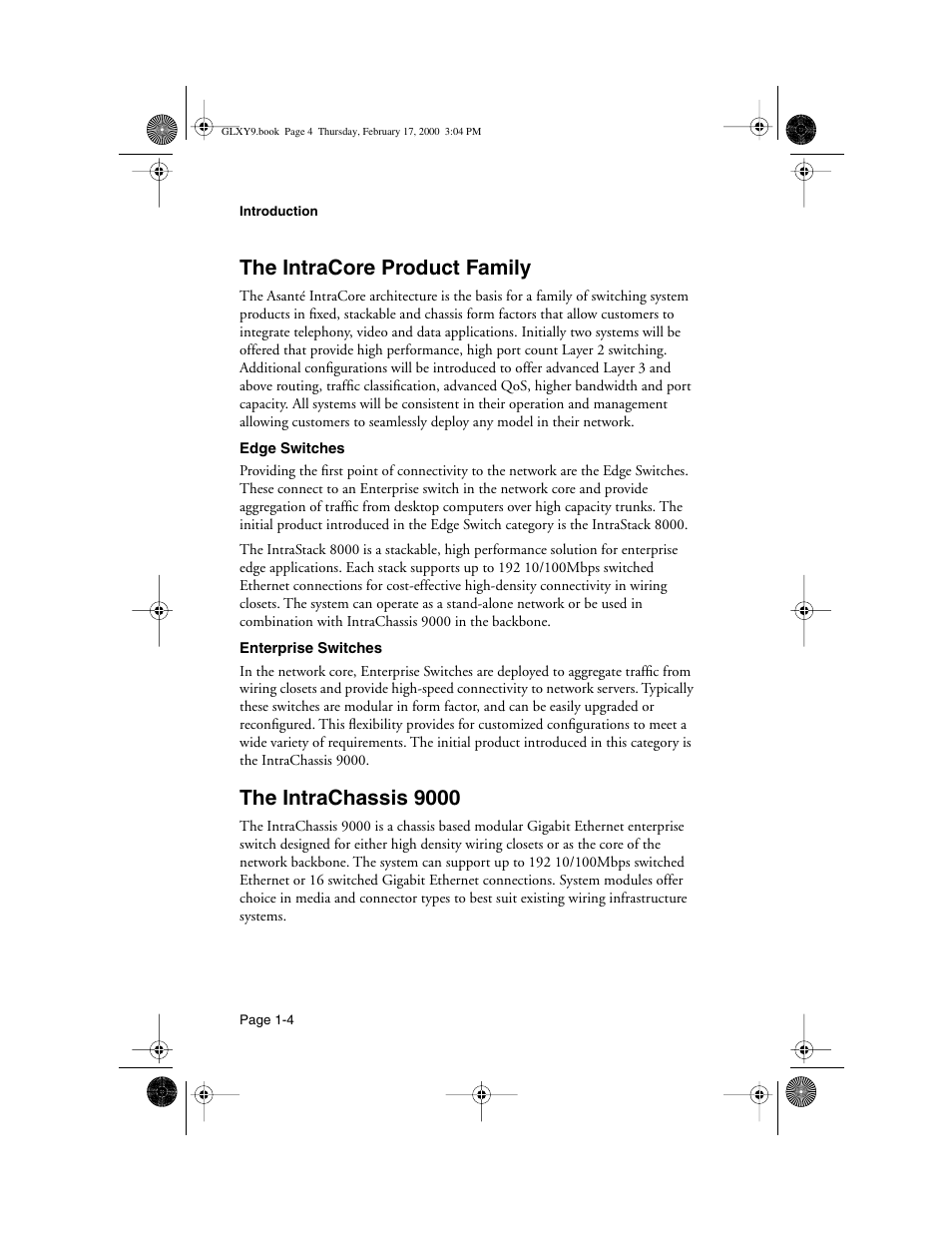 The intracore product family, The intrachassis 9000 | Asante Technologies Intrachassis 9000 User Manual | Page 12 / 142