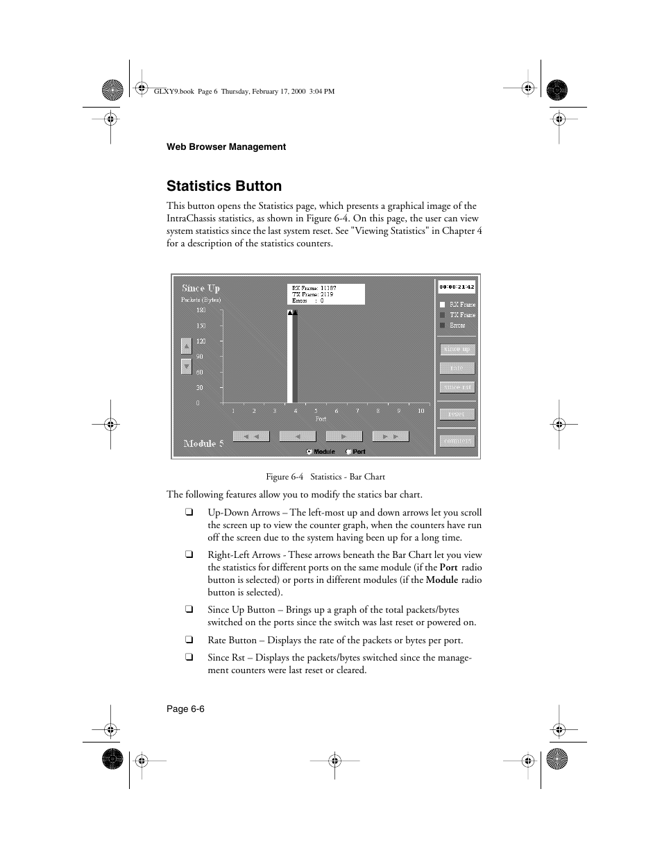 Statistics button, Statistics button -6 | Asante Technologies Intrachassis 9000 User Manual | Page 122 / 142