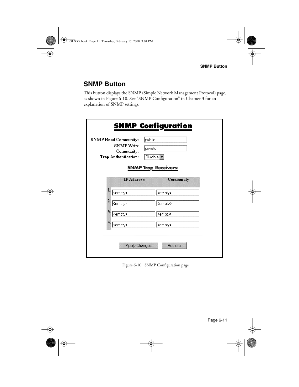 Snmp button, Snmp button -11 | Asante Technologies Intrachassis 9000 User Manual | Page 127 / 142