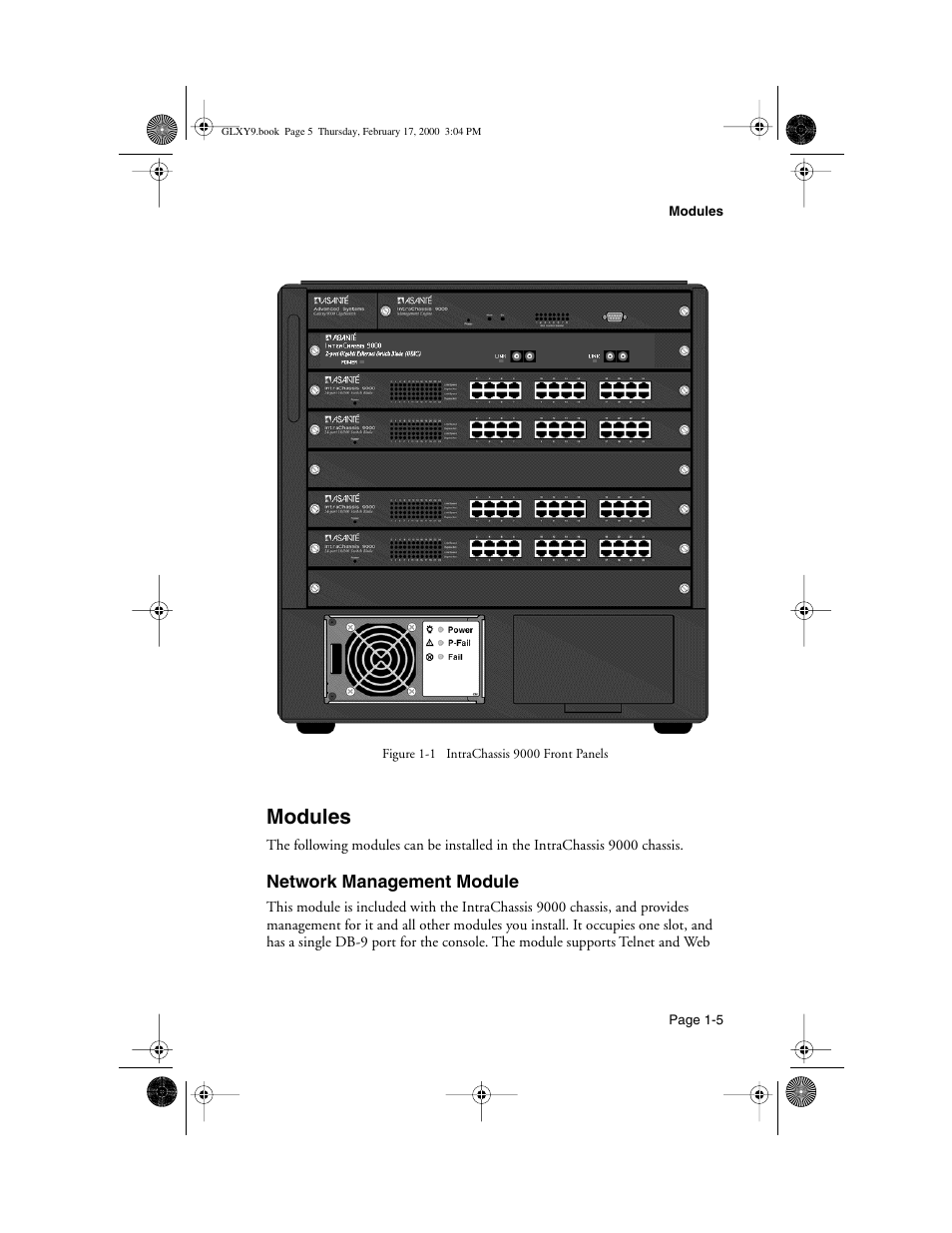 Modules, Network management module, Modules -5 | Network management module -5 | Asante Technologies Intrachassis 9000 User Manual | Page 13 / 142