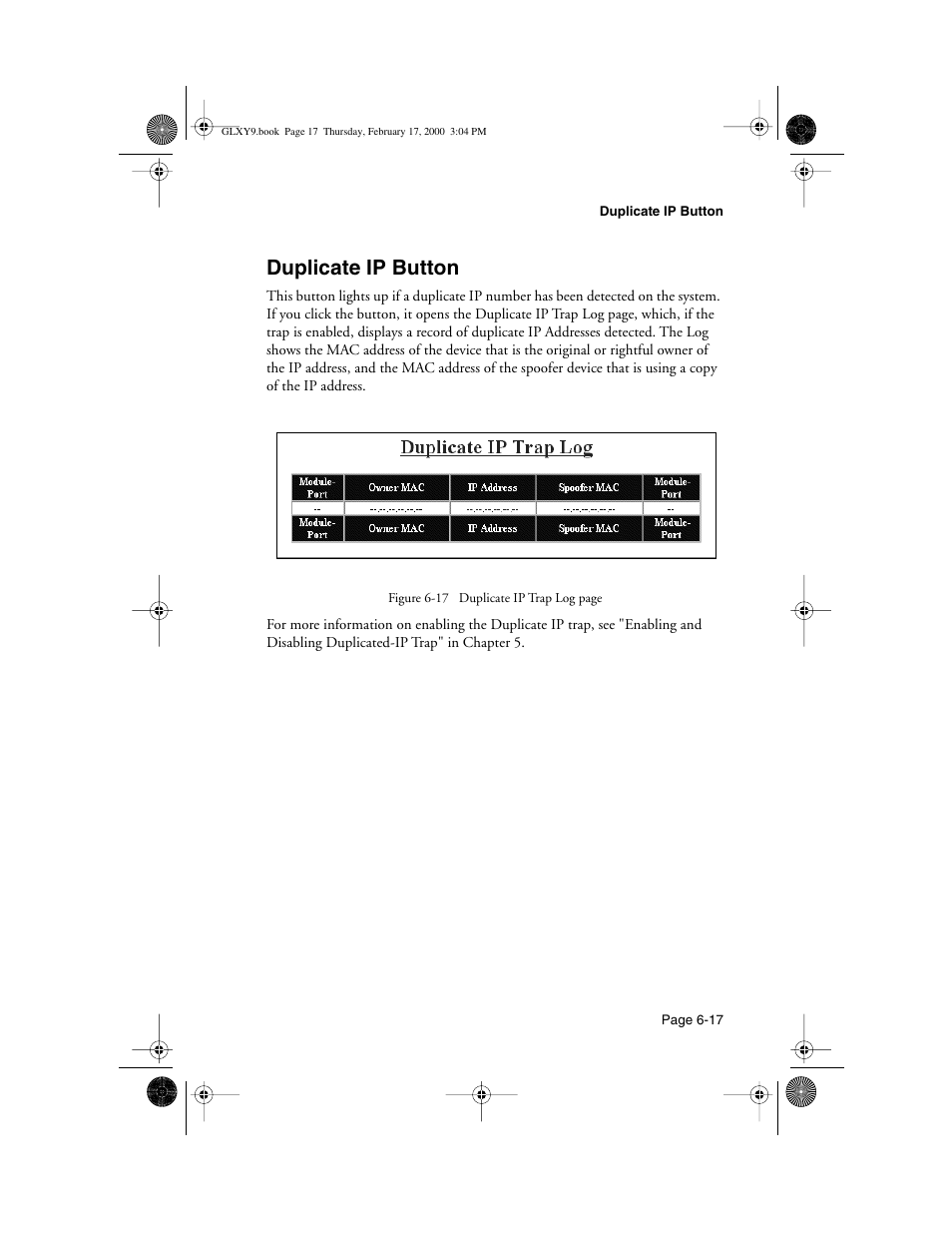 Duplicate ip button, Duplicate ip button -17 | Asante Technologies Intrachassis 9000 User Manual | Page 133 / 142