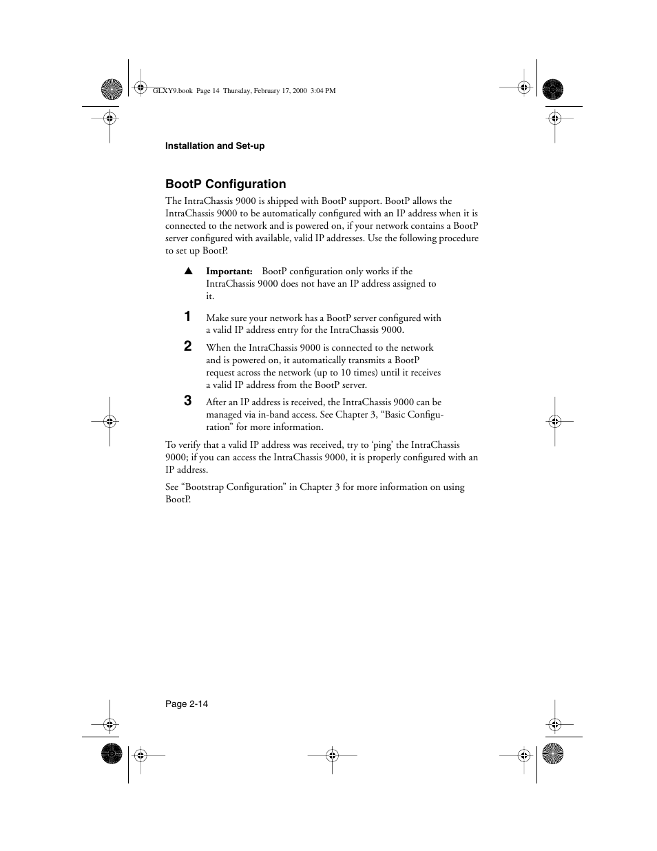 Bootp configuration, Bootp configuration -14 | Asante Technologies Intrachassis 9000 User Manual | Page 34 / 142