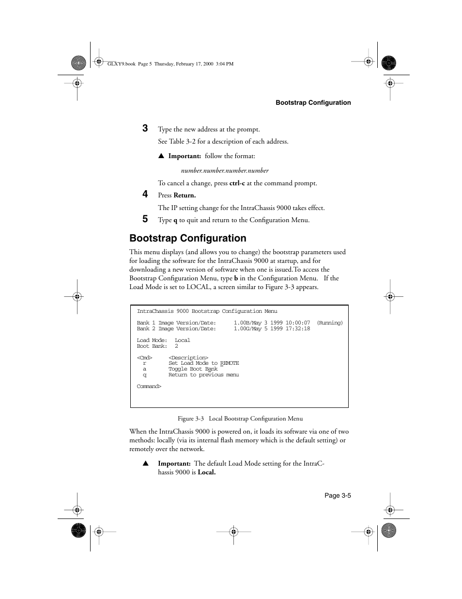 Bootstrap configuration, Bootstrap configuration -5 | Asante Technologies Intrachassis 9000 User Manual | Page 47 / 142
