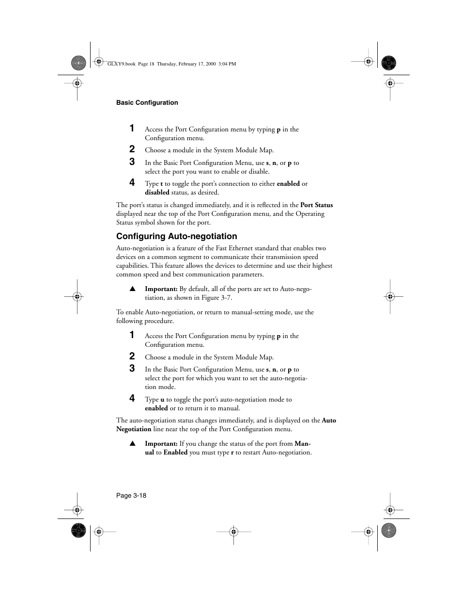 Configuring auto-negotiation, Configuring auto-negotiation -18 | Asante Technologies Intrachassis 9000 User Manual | Page 60 / 142