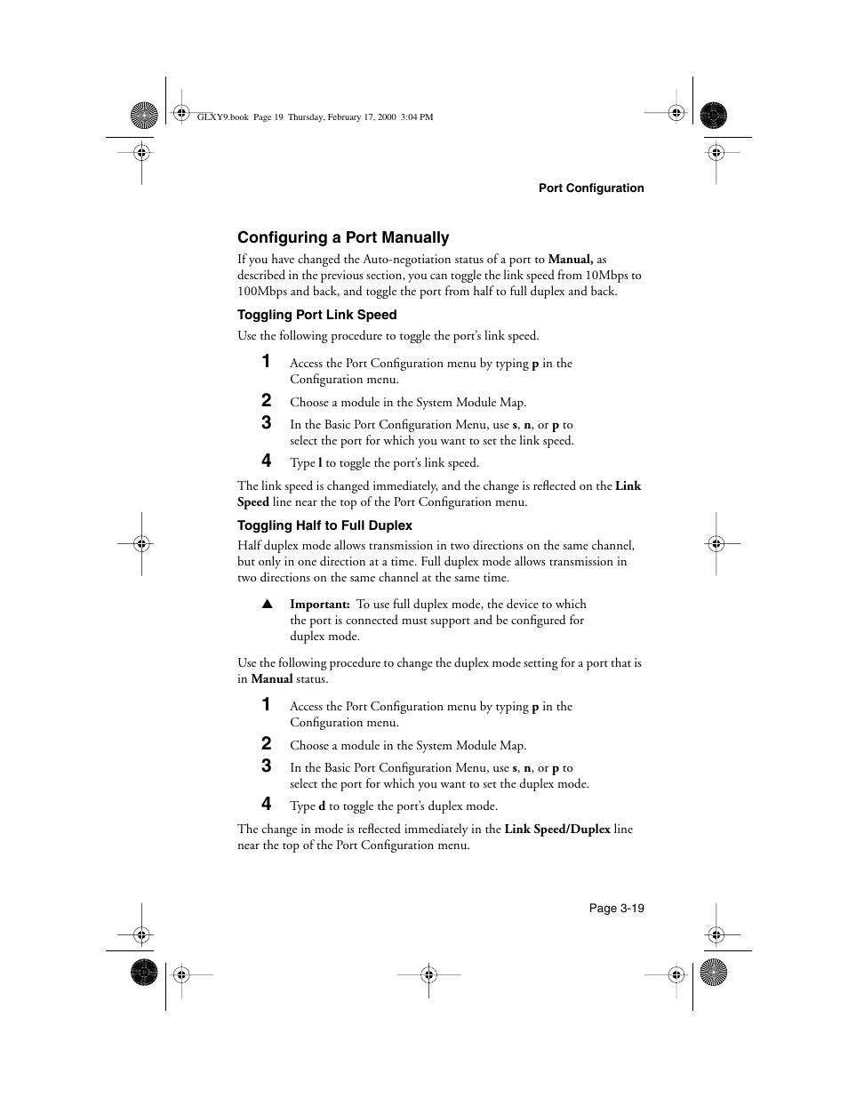 Configuring a port manually, Configuring a port manually -19 | Asante Technologies Intrachassis 9000 User Manual | Page 61 / 142