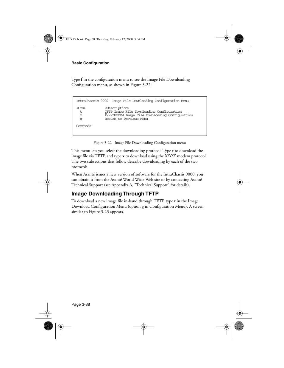 Image downloading through tftp, Image downloading through tftp -38 | Asante Technologies Intrachassis 9000 User Manual | Page 80 / 142