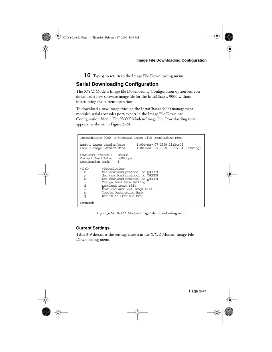 Serial downloading configuration, Serial downloading configuration -41 | Asante Technologies Intrachassis 9000 User Manual | Page 83 / 142