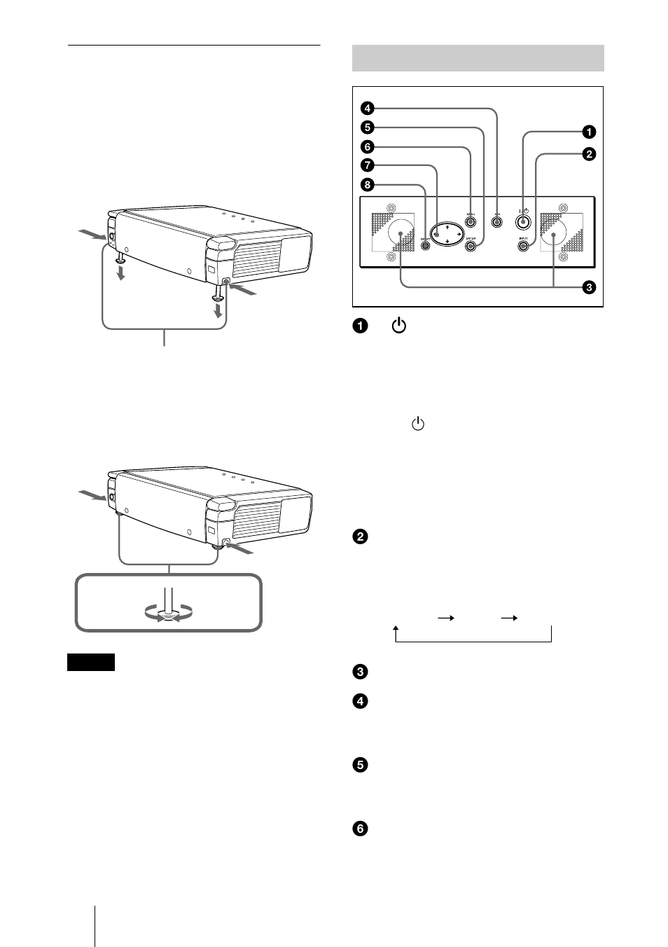 Control panel | Sony VPL-CS4 User Manual | Page 10 / 120