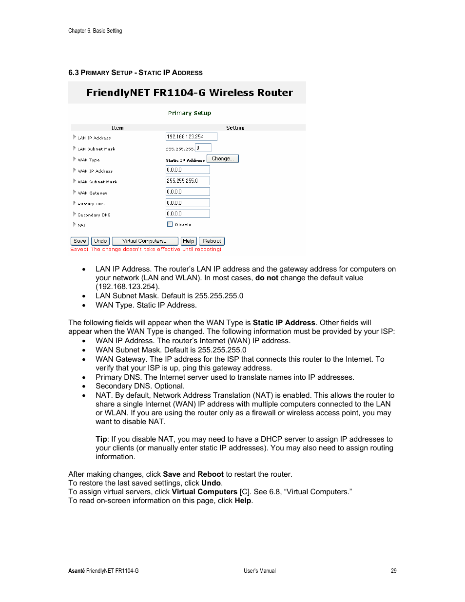 Asante Technologies FR1104-G User Manual | Page 29 / 83