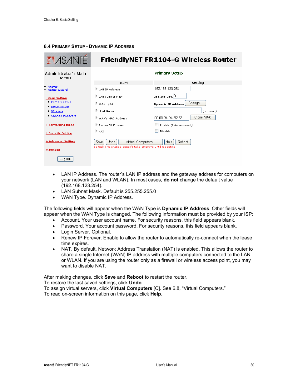 Asante Technologies FR1104-G User Manual | Page 30 / 83