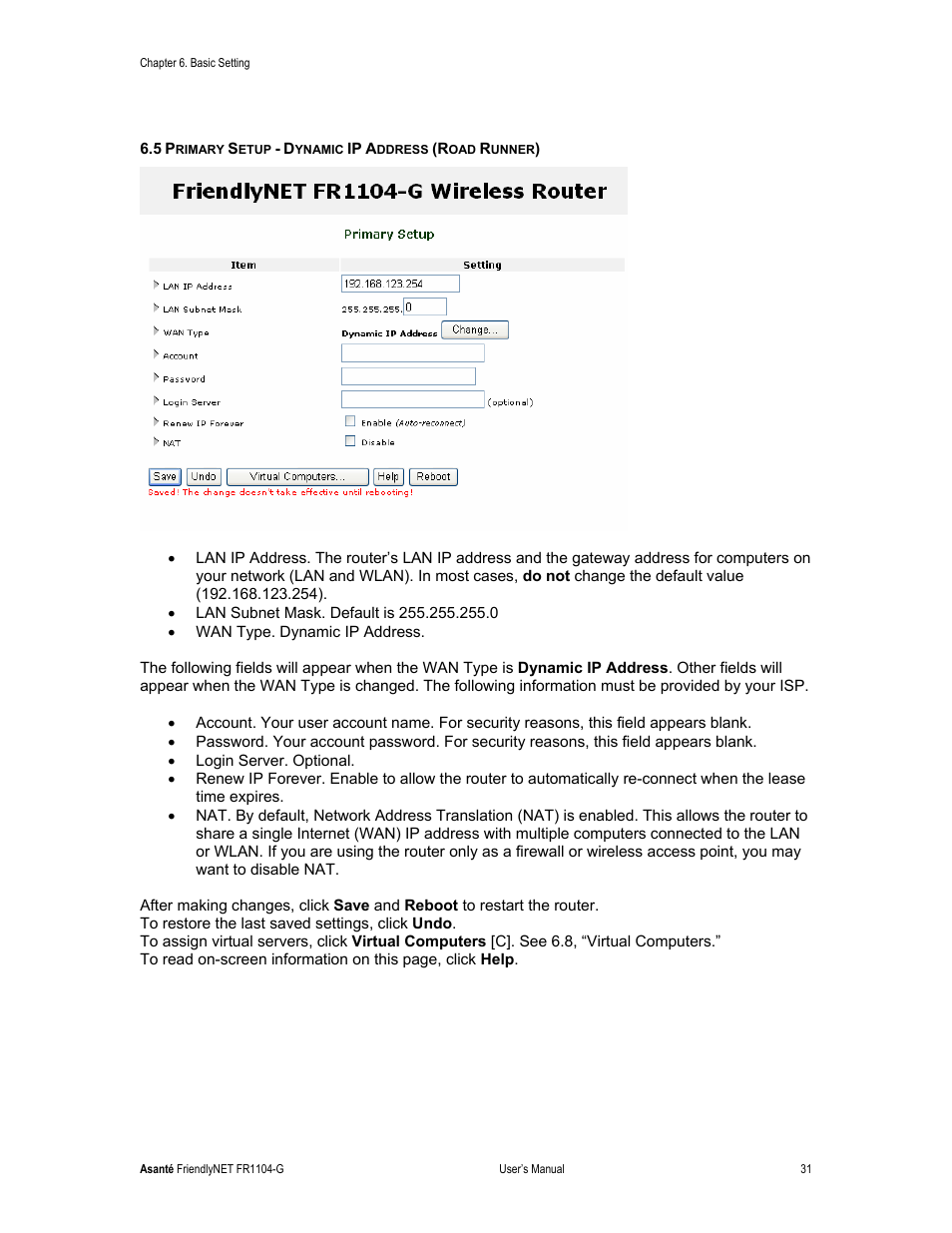 Asante Technologies FR1104-G User Manual | Page 31 / 83