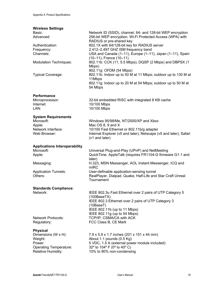 Asante Technologies FR1104-G User Manual | Page 81 / 83