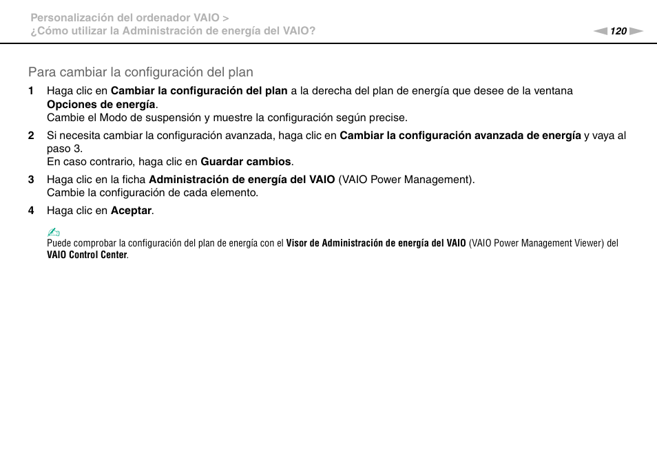 Para cambiar la configuración del plan | Sony VPCS11G7E User Manual | Page 120 / 196