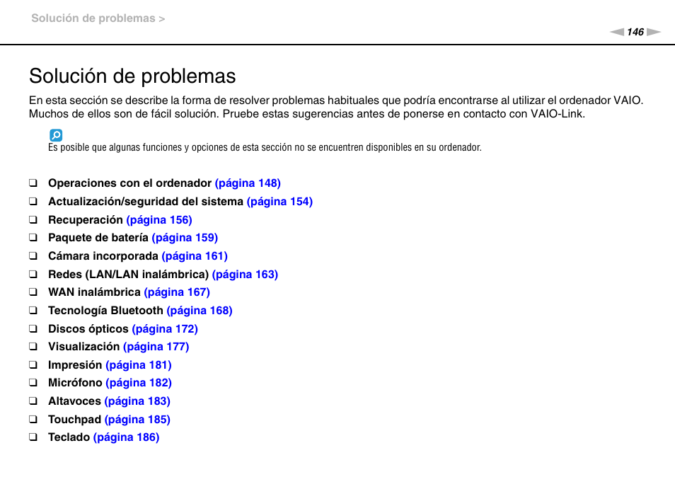 Solución de problemas | Sony VPCS11G7E User Manual | Page 146 / 196