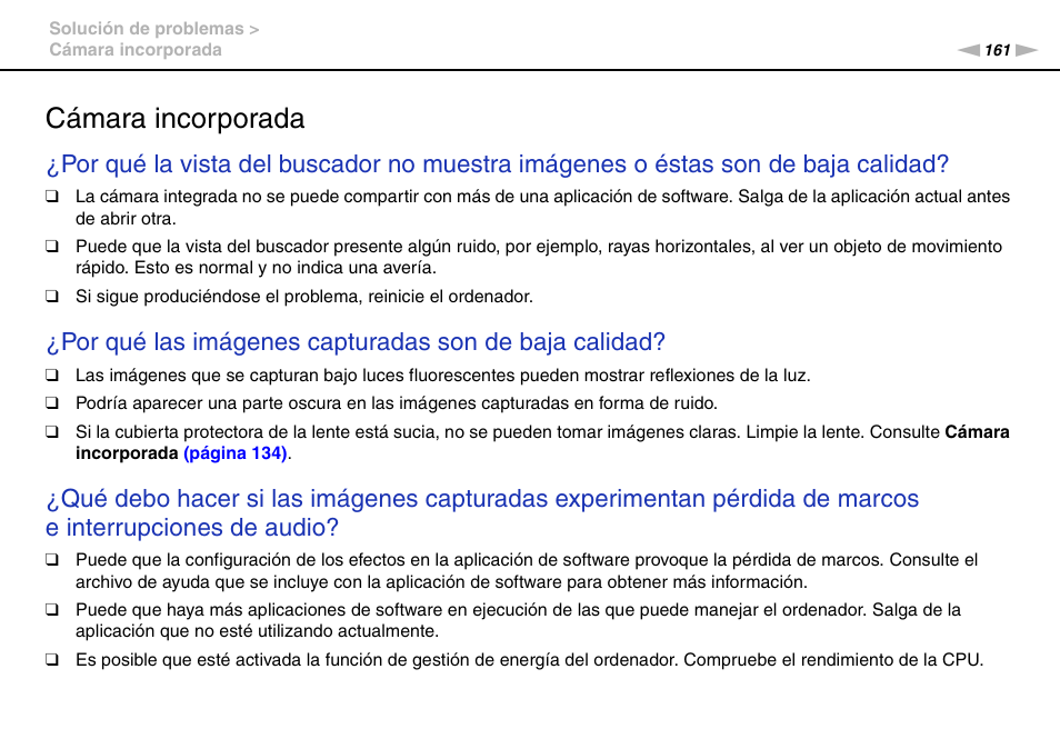 Cámara incorporada | Sony VPCS11G7E User Manual | Page 161 / 196