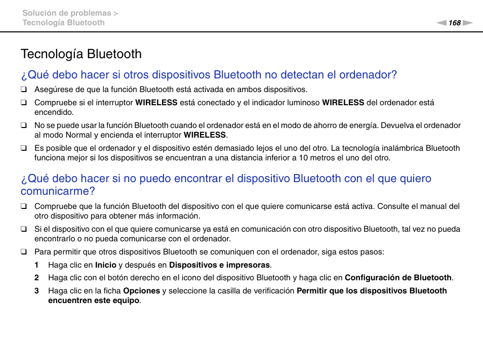 Tecnología bluetooth | Sony VPCS11G7E User Manual | Page 168 / 196