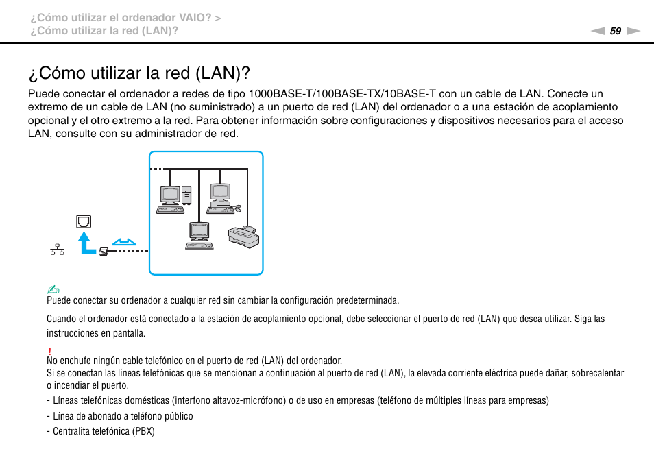 Cómo utilizar la red (lan) | Sony VPCS11G7E User Manual | Page 59 / 196