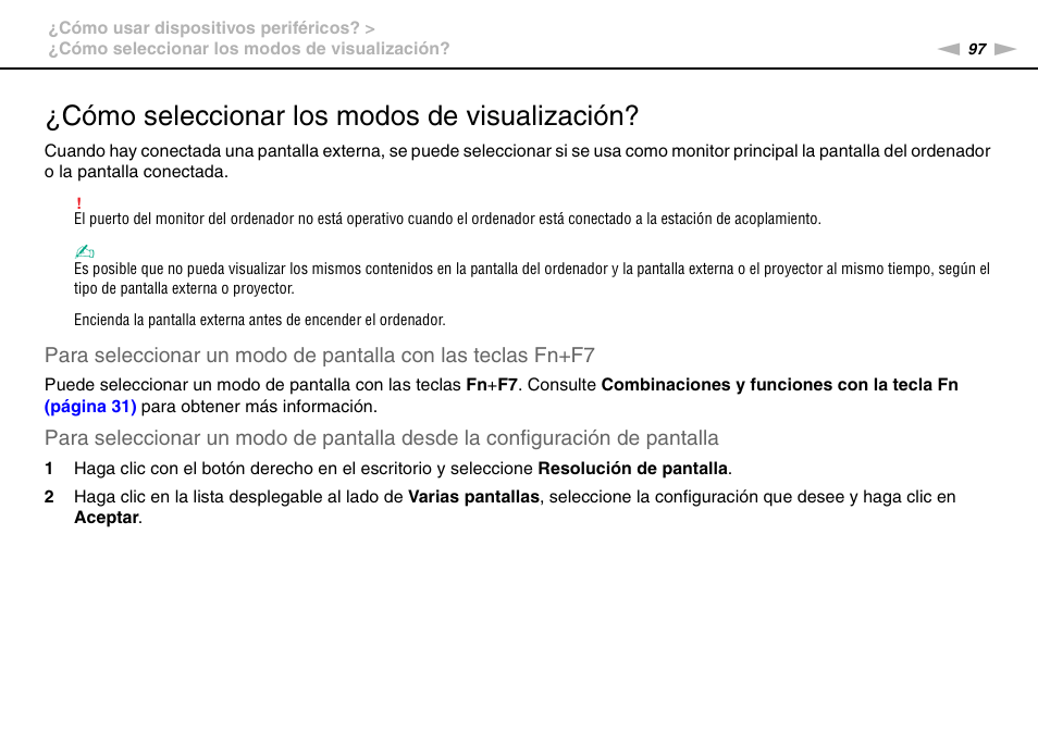 Cómo seleccionar los modos de visualización | Sony VPCS11G7E User Manual | Page 97 / 196