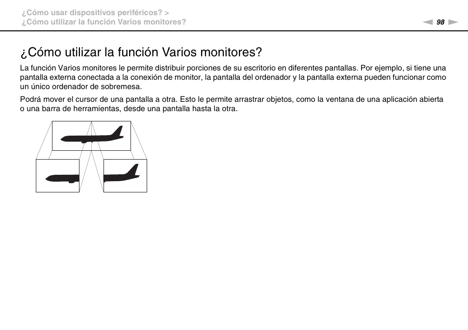 Cómo utilizar la función varios monitores | Sony VPCS11G7E User Manual | Page 98 / 196