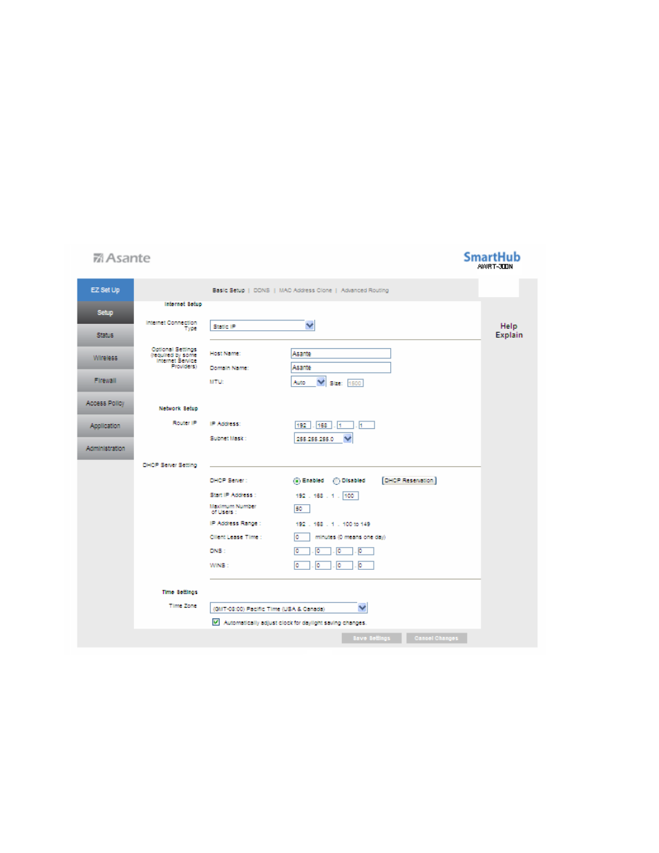 Web configuration utility | Asante Technologies AWRT-300N User Manual | Page 13 / 62