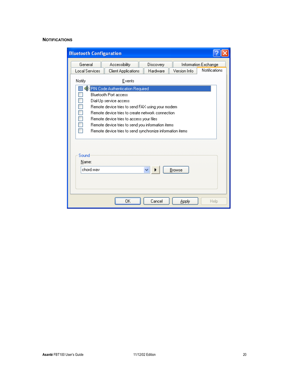 Notifications | Asante Technologies FriendlyNET Wireless USB Adapter User Manual | Page 20 / 44