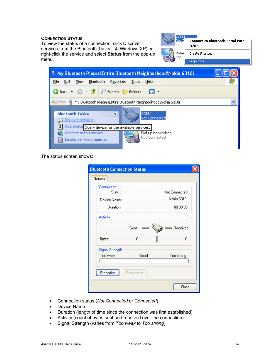 Connection status | Asante Technologies FriendlyNET Wireless USB Adapter User Manual | Page 24 / 44
