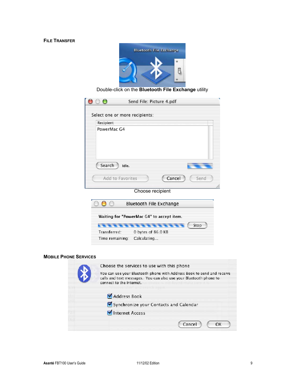 File transfer, Mobile phone services | Asante Technologies FriendlyNET Wireless USB Adapter User Manual | Page 9 / 44
