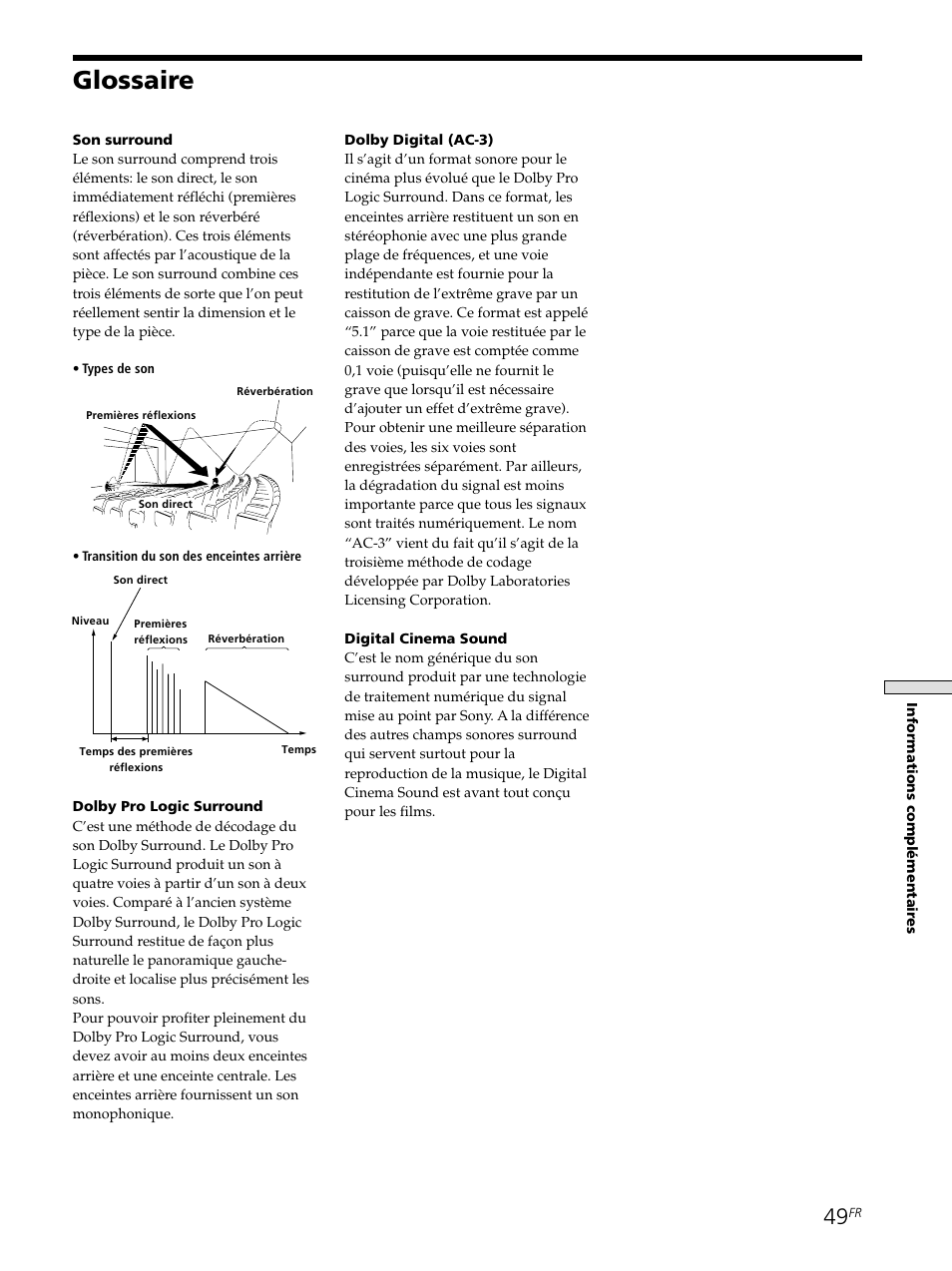 Glossaire 49, Glossaire | Sony STR-SE501 User Manual | Page 102 / 161