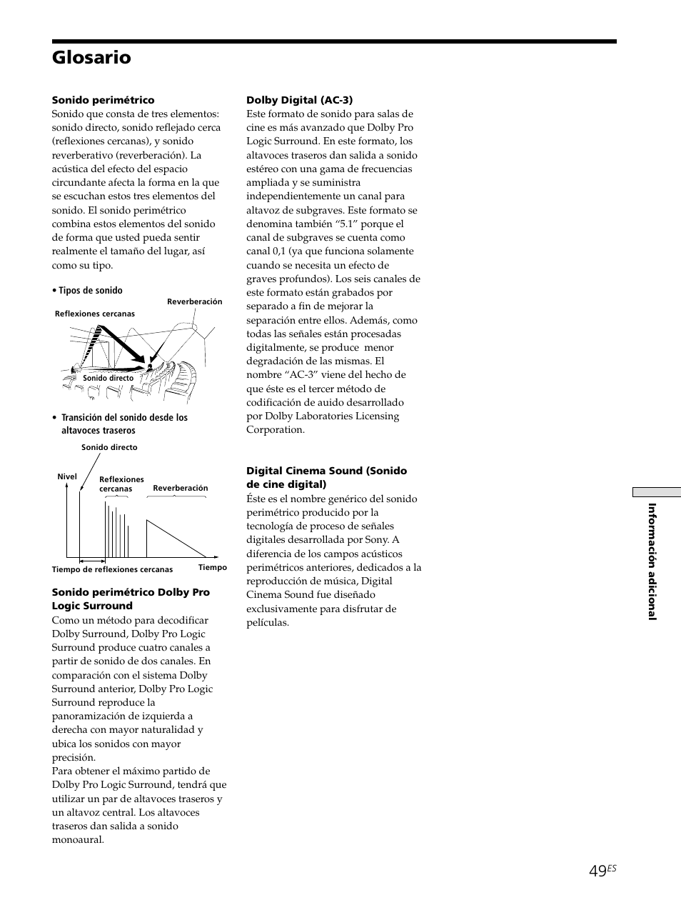 Glosario 49, Glosario | Sony STR-SE501 User Manual | Page 155 / 161