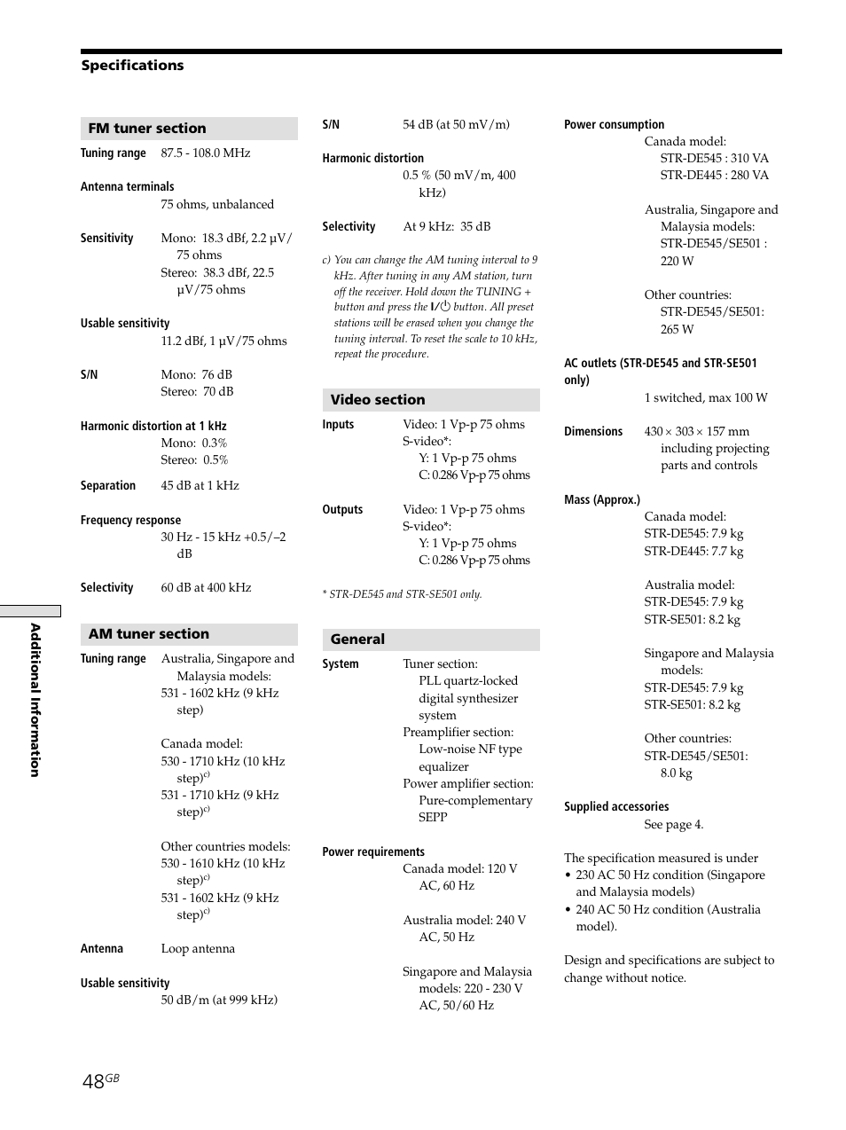 Sony STR-SE501 User Manual | Page 48 / 161