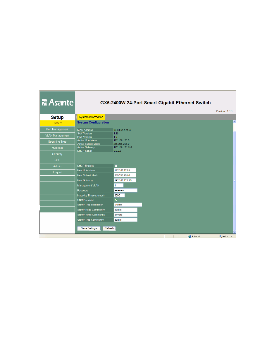 2 system page | Asante Technologies FriendlyNET GX6-2400W User Manual | Page 17 / 55