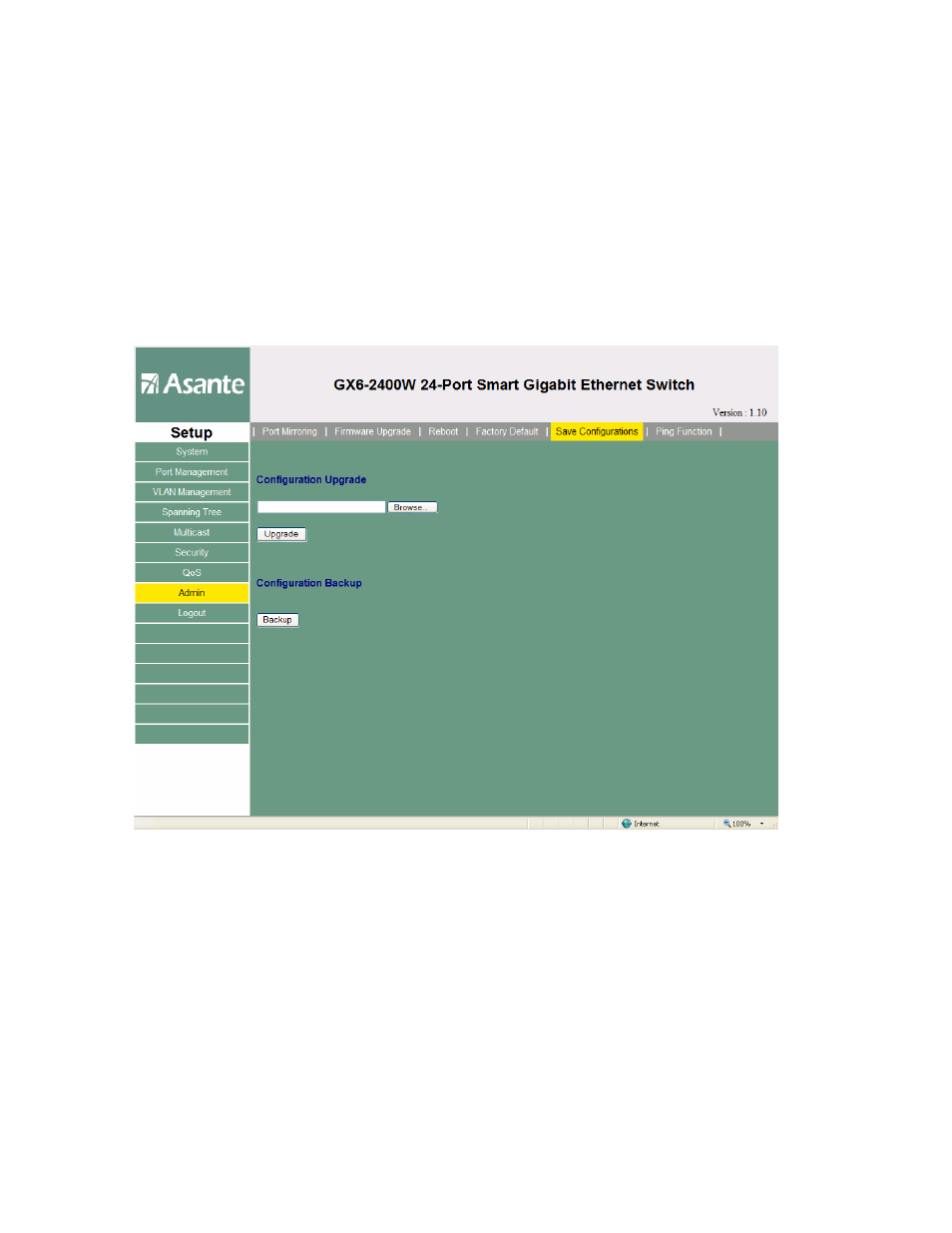 5 save configurations | Asante Technologies FriendlyNET GX6-2400W User Manual | Page 43 / 55