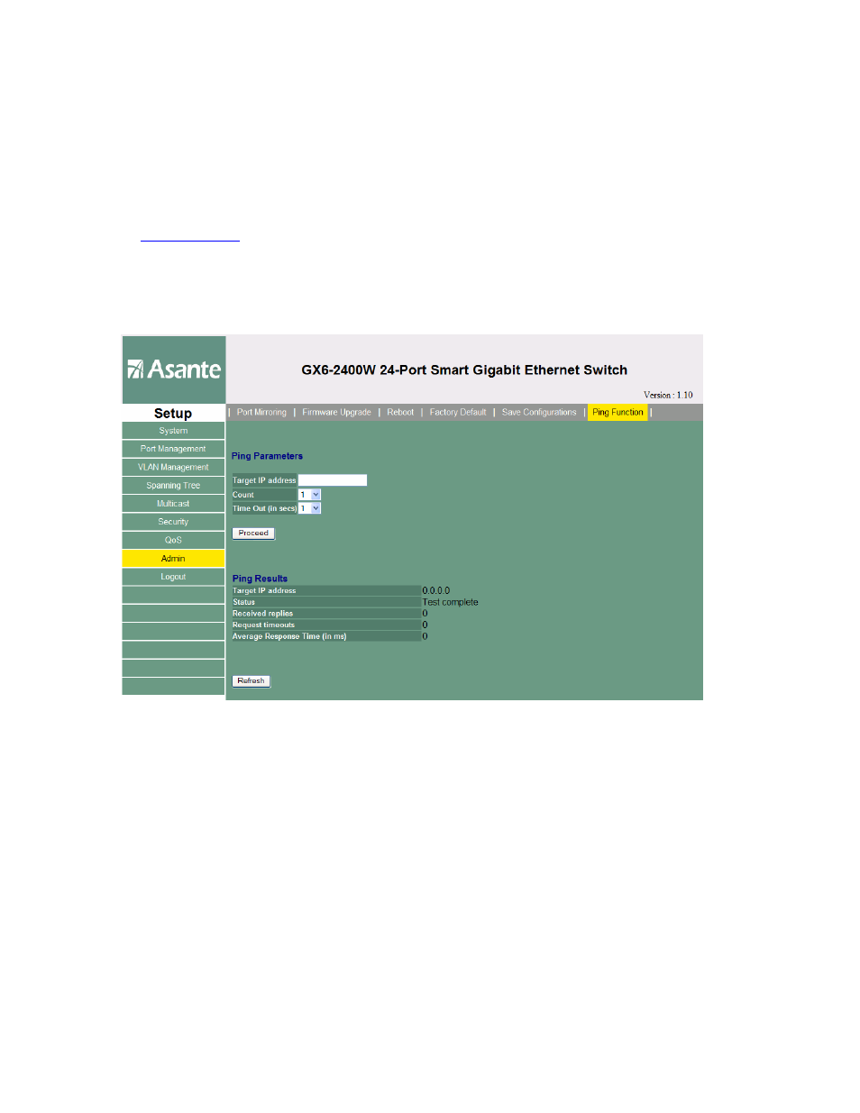 6 ping function | Asante Technologies FriendlyNET GX6-2400W User Manual | Page 44 / 55