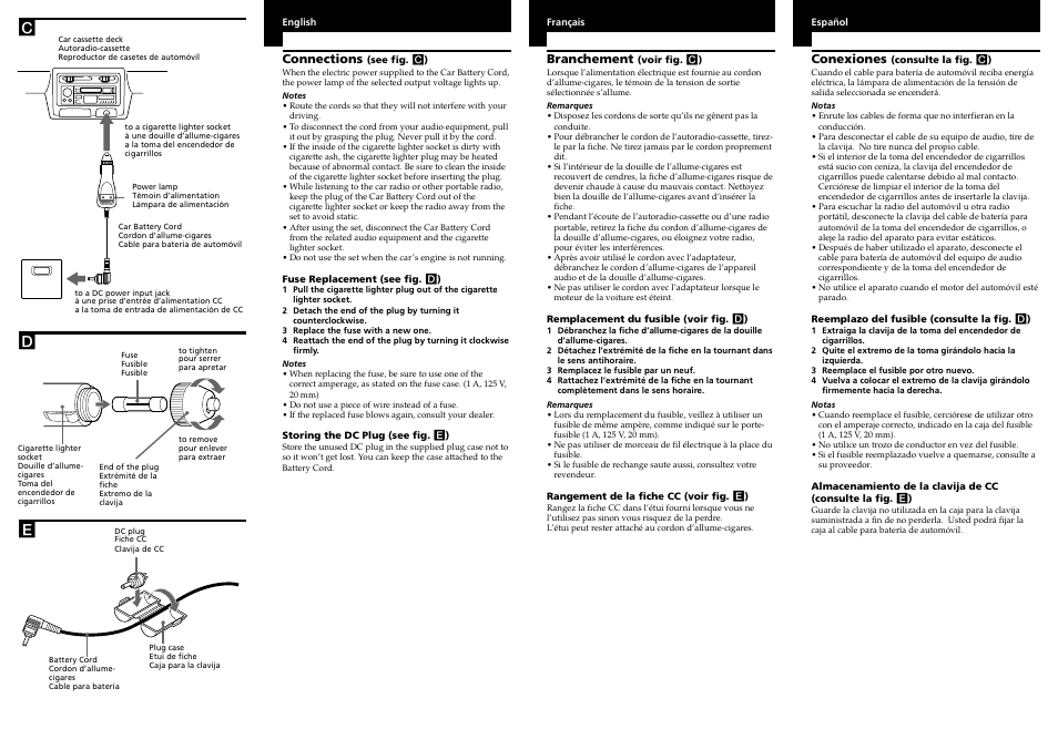 Connections, Conexiones, Branchement | Sony DCC-E345 User Manual | Page 2 / 2