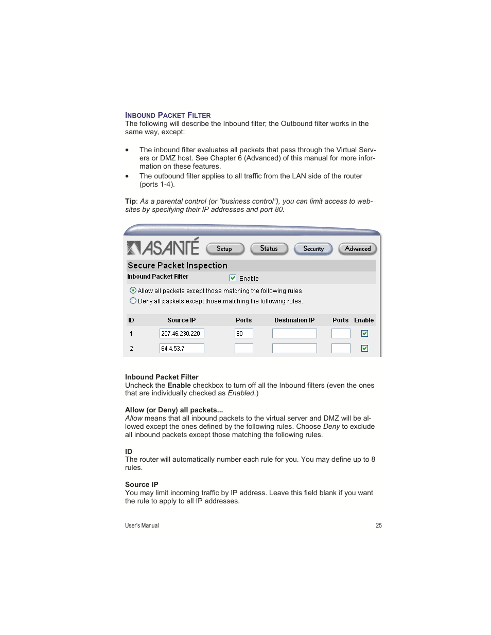 Asante Technologies FR1000 User Manual | Page 25 / 68