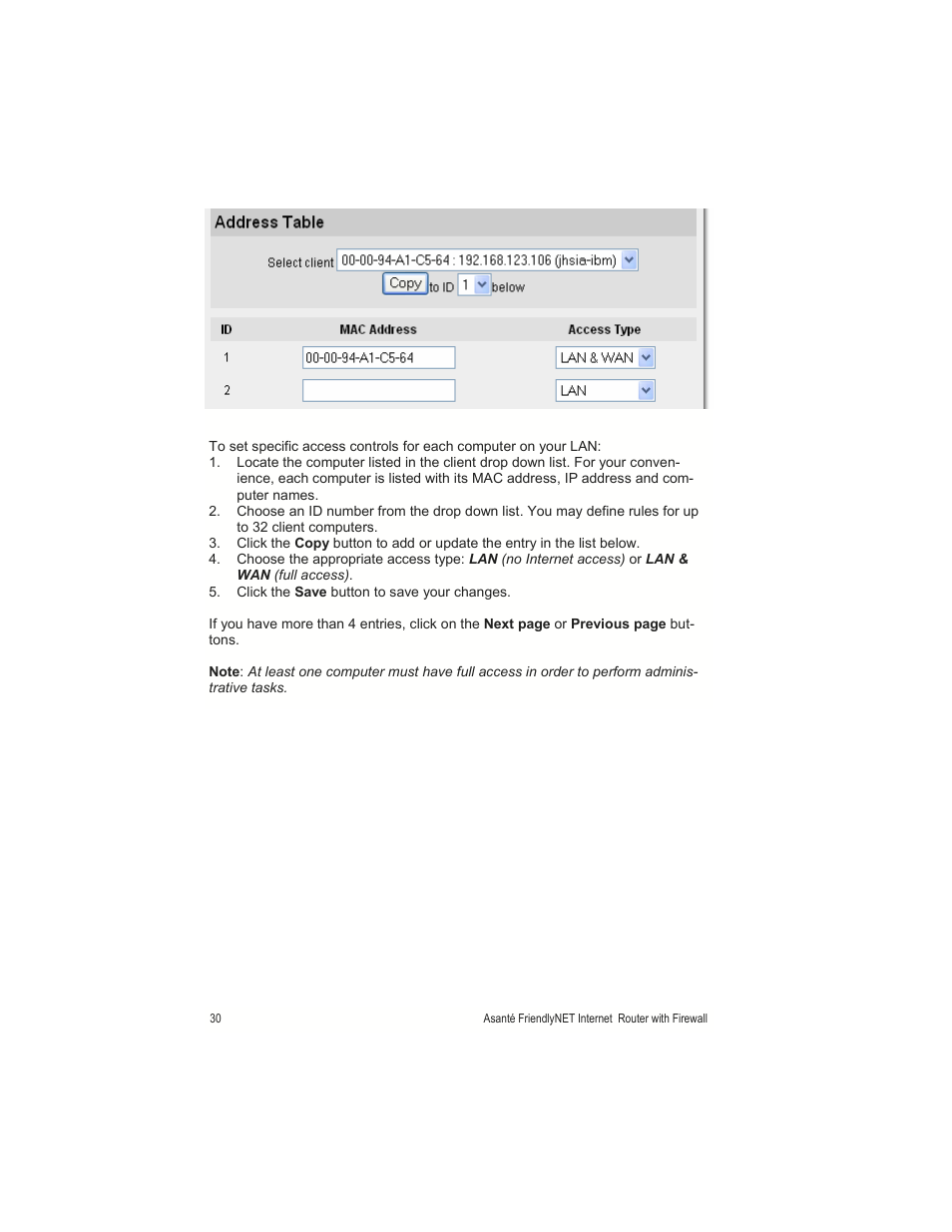 Asante Technologies FR1000 User Manual | Page 30 / 68