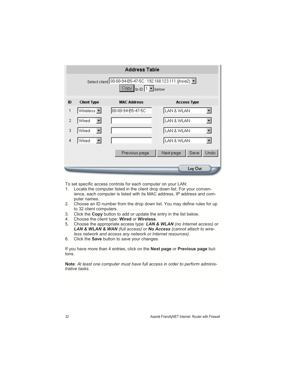 Asante Technologies FR1000 User Manual | Page 32 / 68