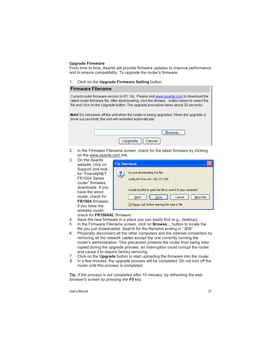 Asante Technologies FR1000 User Manual | Page 37 / 68