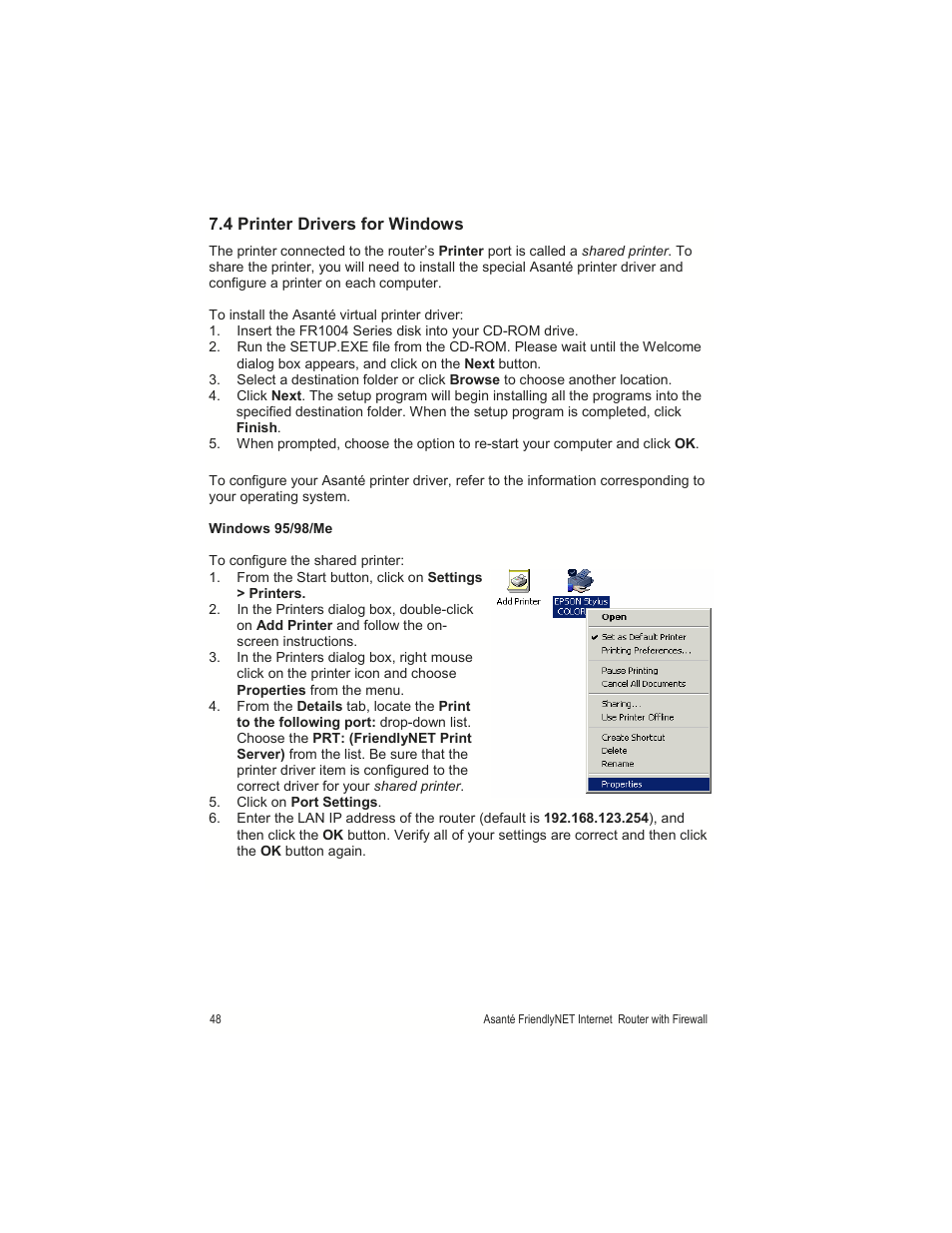 Asante Technologies FR1000 User Manual | Page 48 / 68