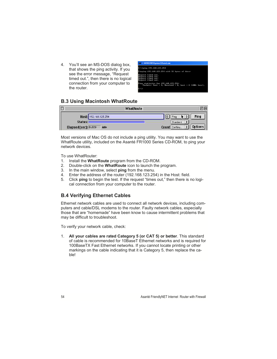 Asante Technologies FR1000 User Manual | Page 54 / 68