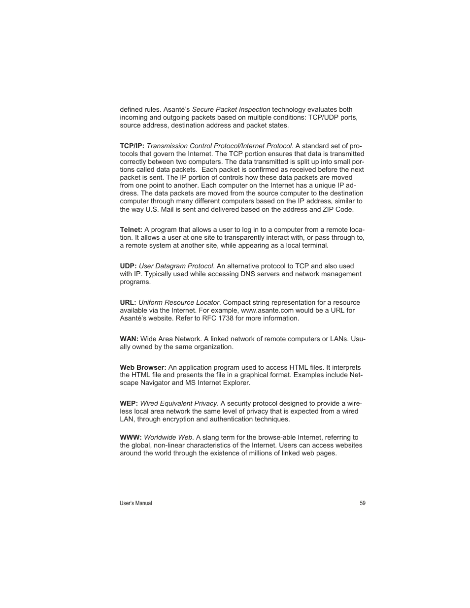 Asante Technologies FR1000 User Manual | Page 59 / 68
