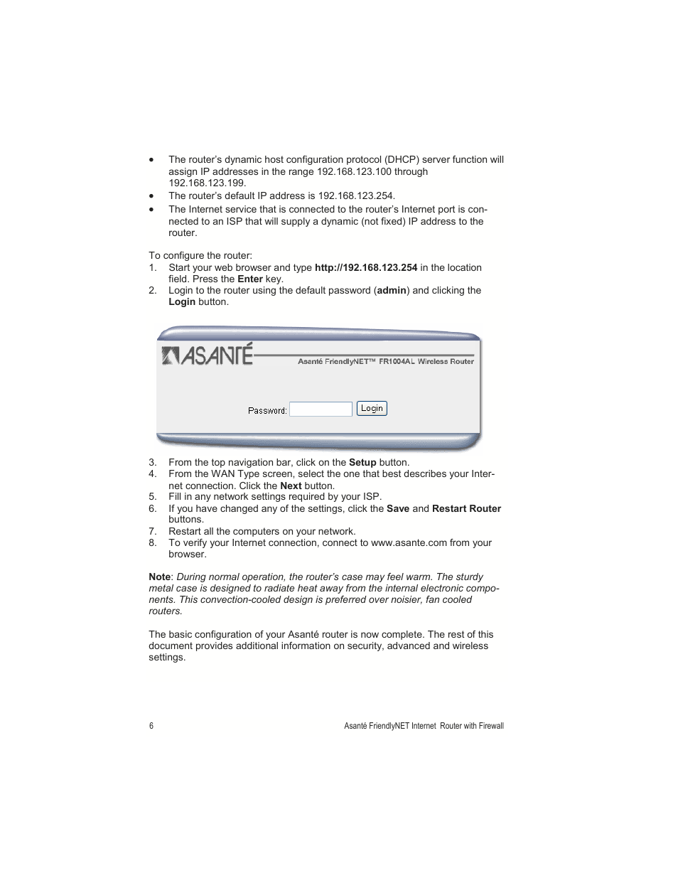 Asante Technologies FR1000 User Manual | Page 6 / 68