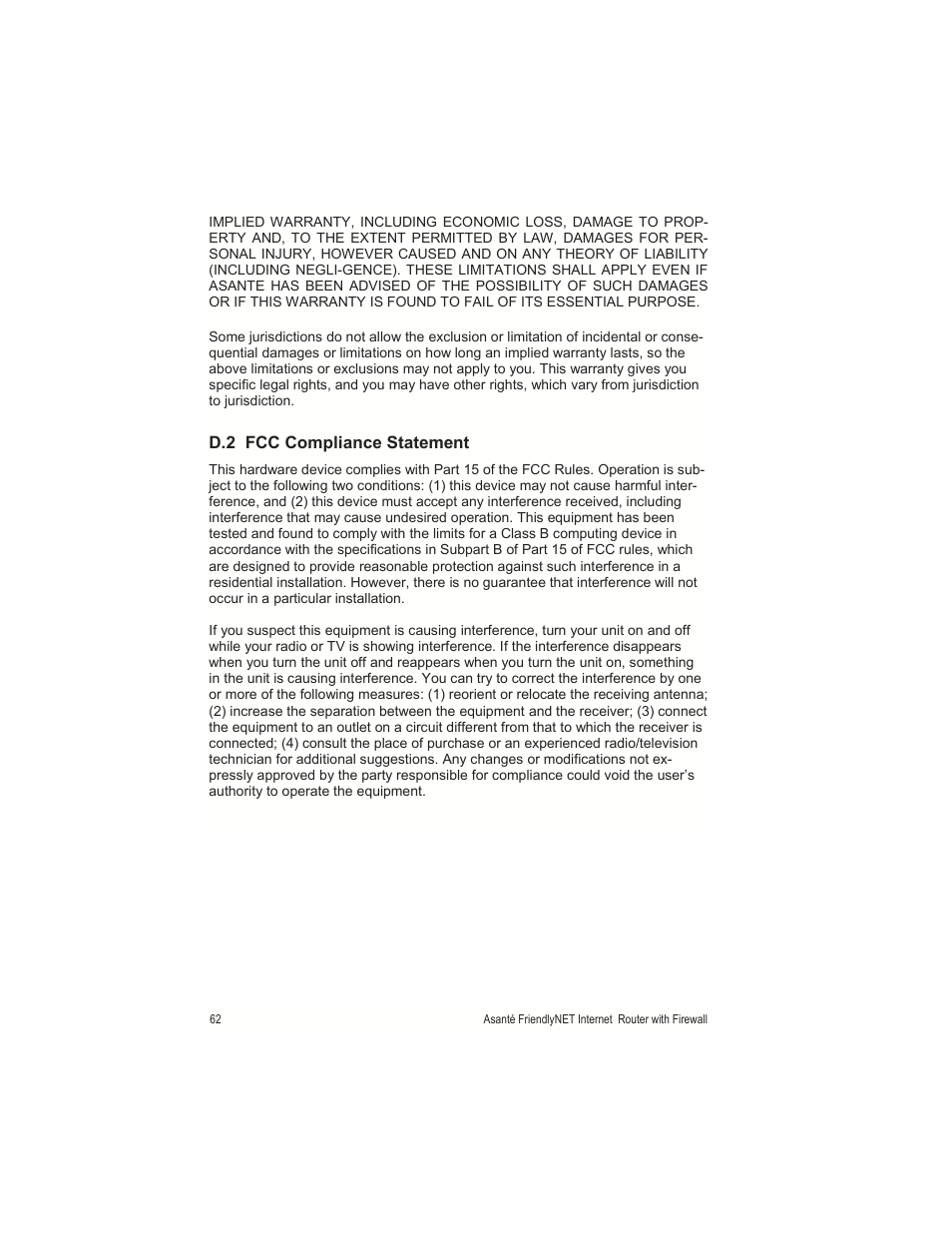 Asante Technologies FR1000 User Manual | Page 62 / 68