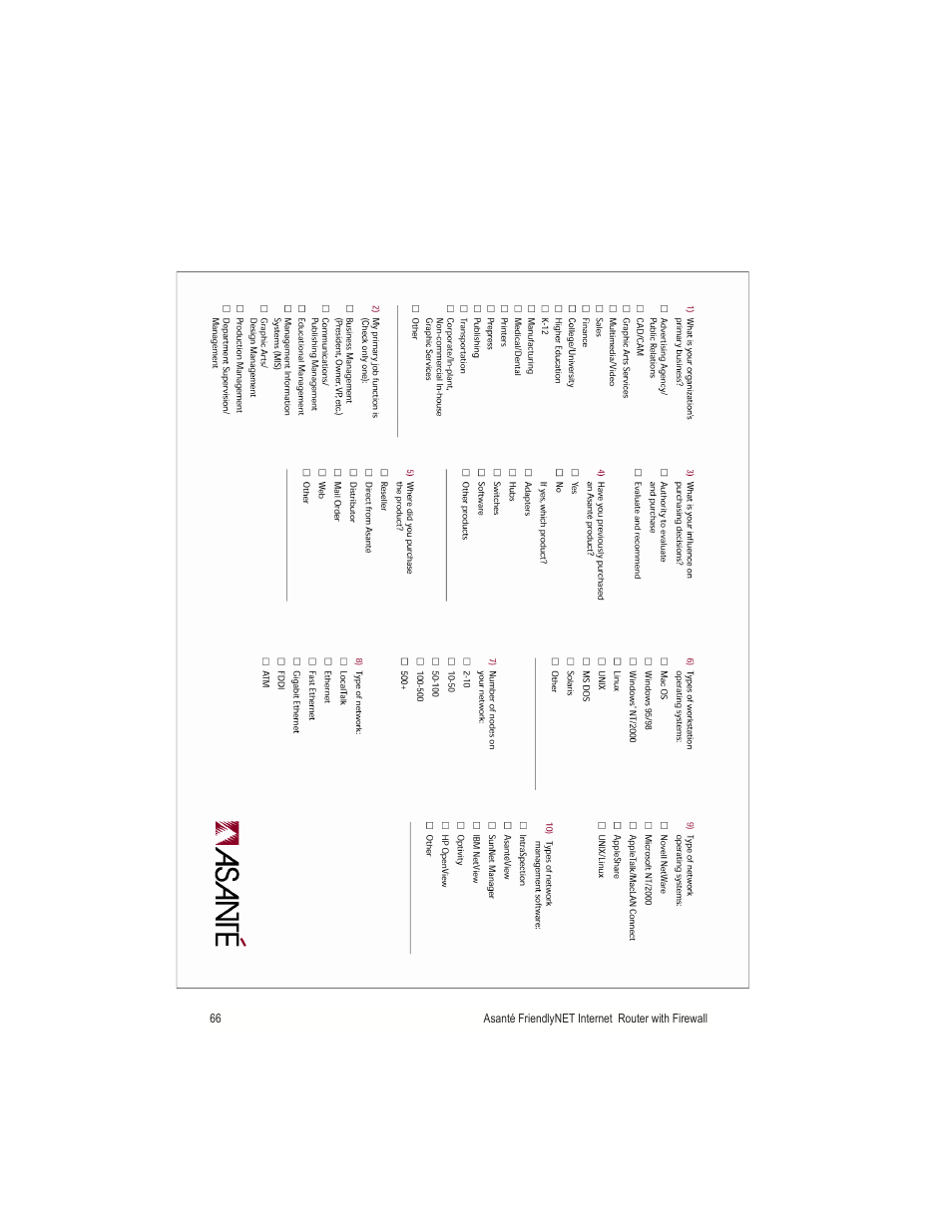 Asante Technologies FR1000 User Manual | Page 66 / 68