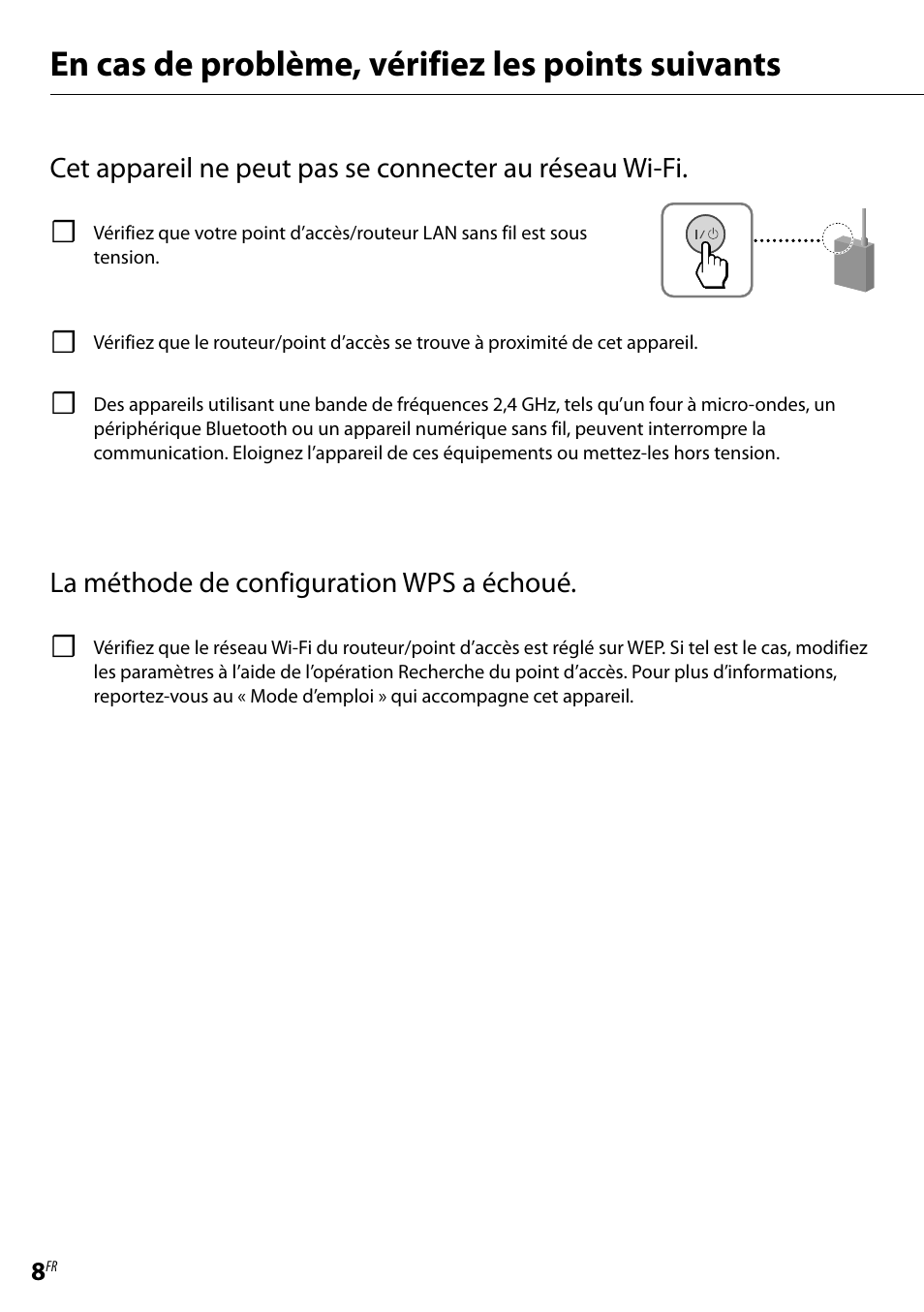En cas de problème, vérifiez les points suivants | Sony RDP-XA700iP User Manual | Page 16 / 28